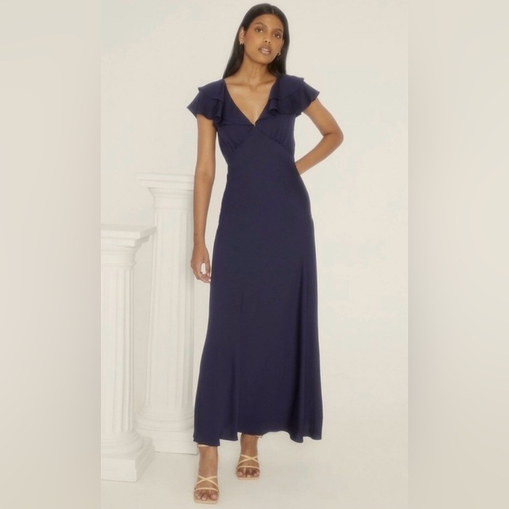 NWT Modcloth Blue Maxi Sundress with Flutter Sleeves 2